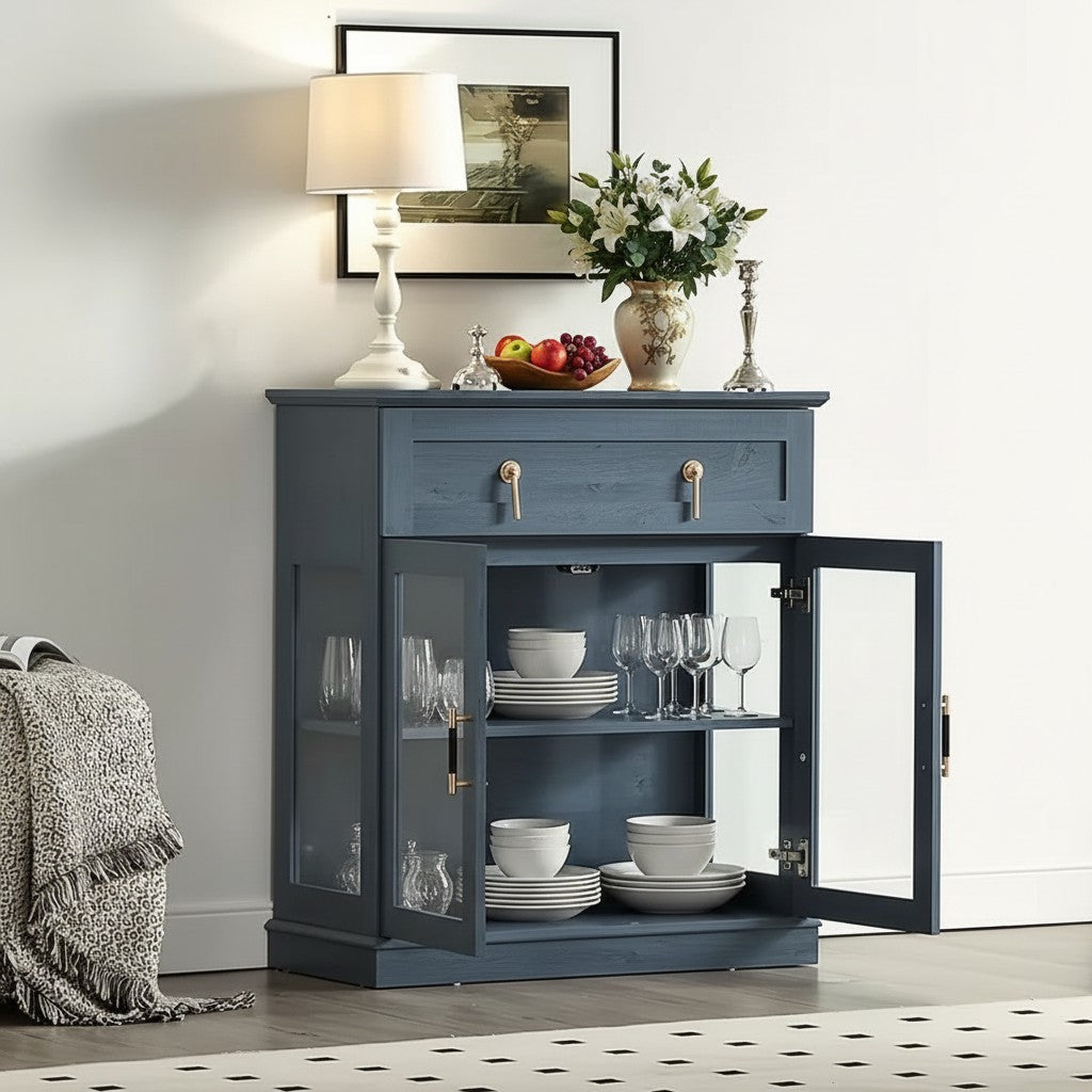 Modern Glass Door Cabinet – 3 Styles | Adjustable Shelves | Compact Storage Cupboard