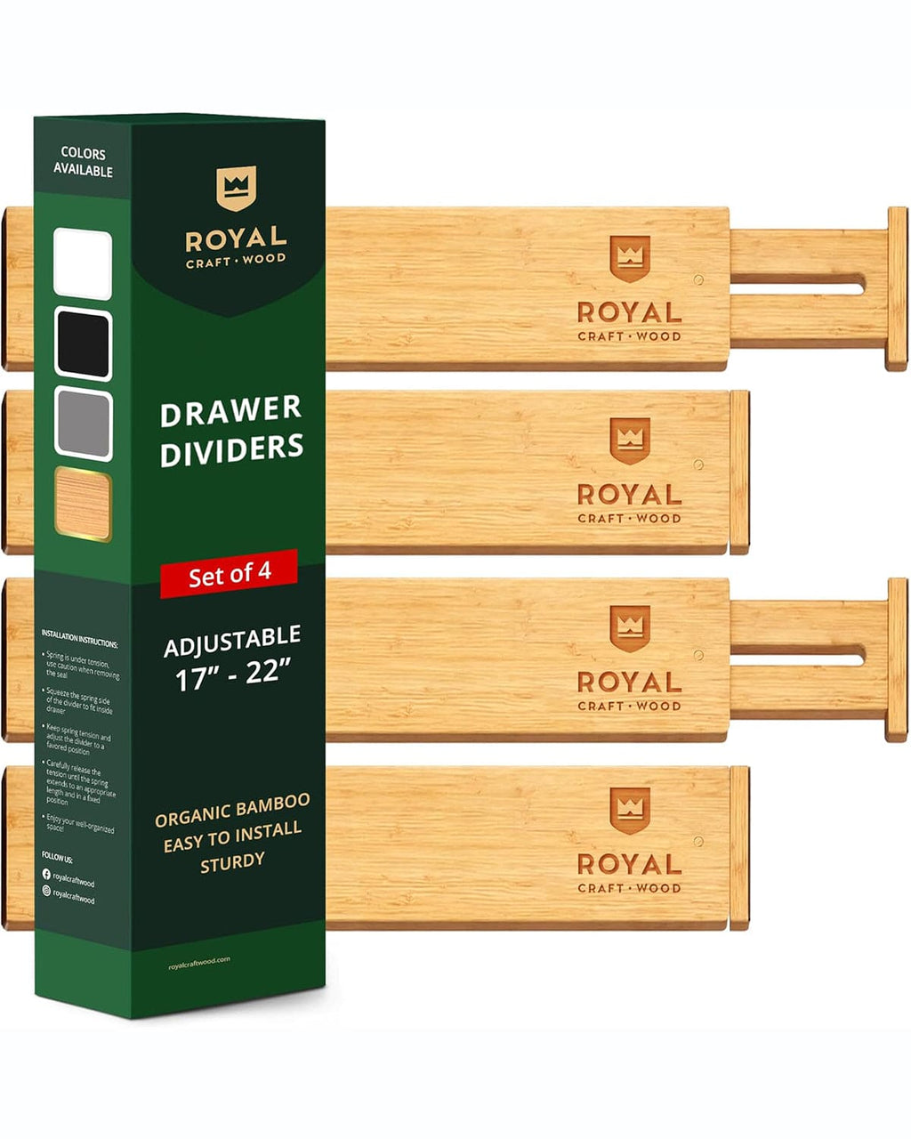 Drawer Dividers 22”, Natural