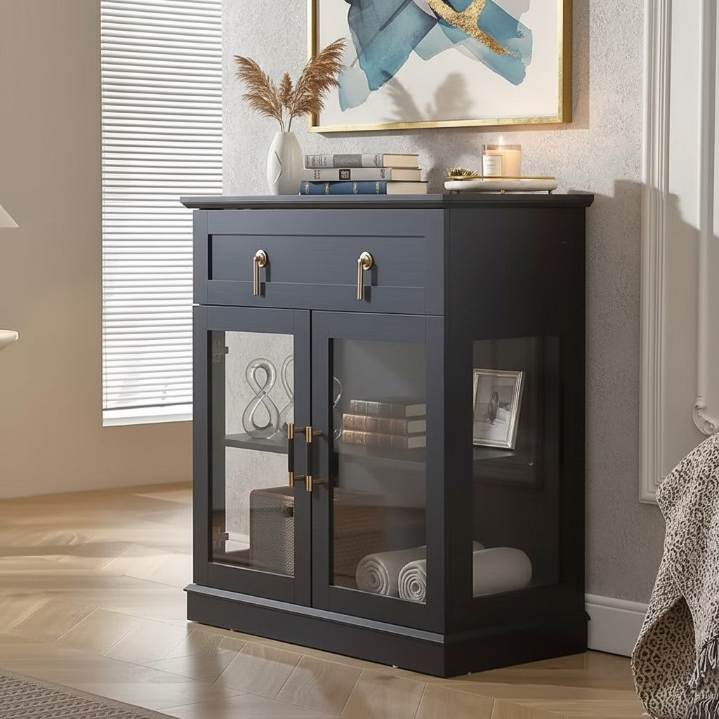 Modern Glass Door Cabinet – 3 Styles | Adjustable Shelves | Compact Storage Cupboard
