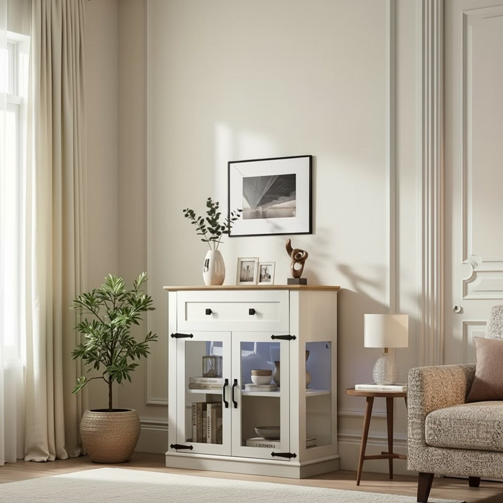 Modern Glass Door Cabinet – 3 Styles | Adjustable Shelves | Compact Storage Cupboard