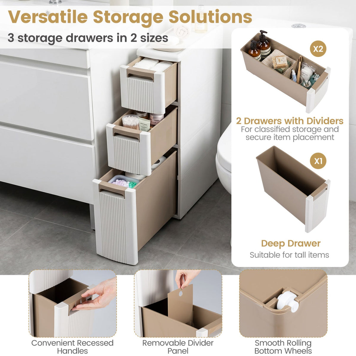 Narrow Storage Cabinet – 3 or 4 Drawers