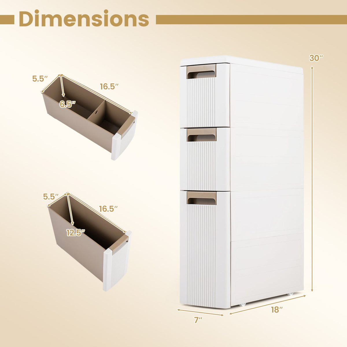 Narrow Storage Cabinet – 3 or 4 Drawers