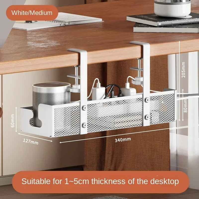 No-Drill Under-Desk Cable Management Tray