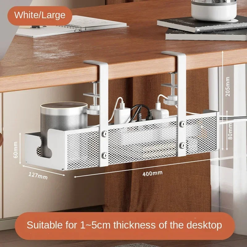 No-Drill Under-Desk Cable Management Tray