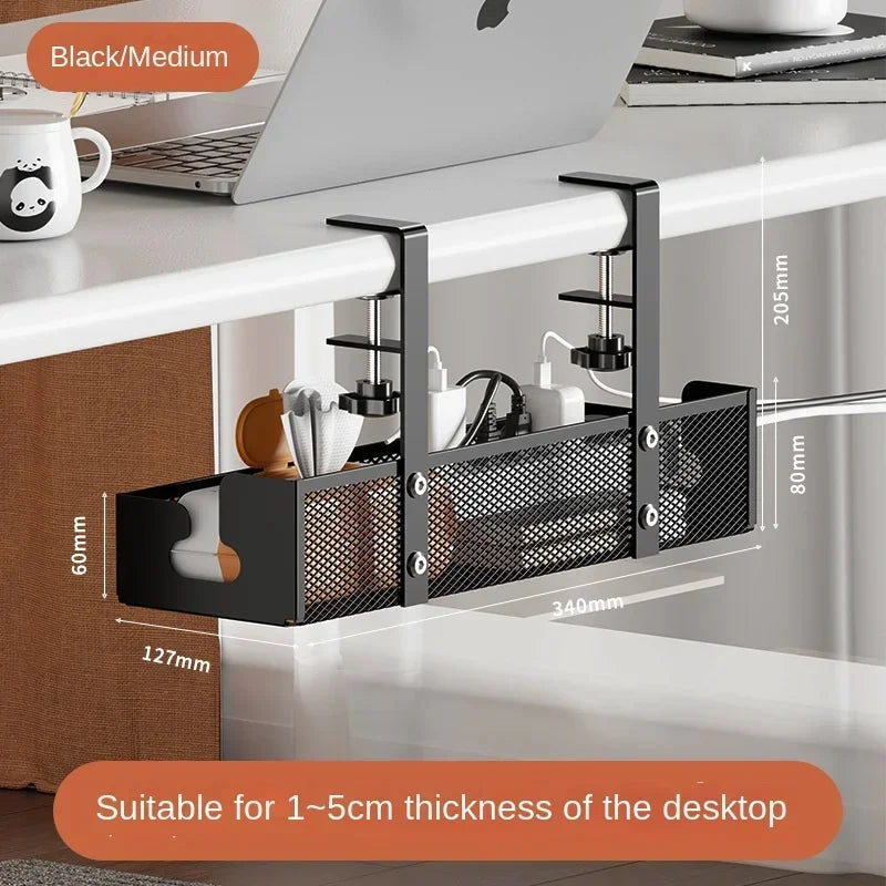 No-Drill Under-Desk Cable Management Tray