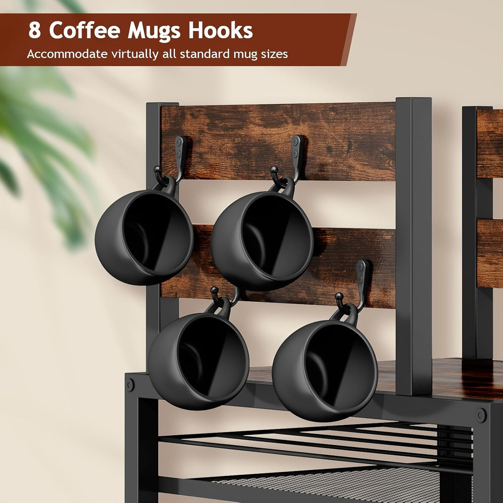 2-Tier Coffee Pod Organizer with Drawer & Mug Hooks