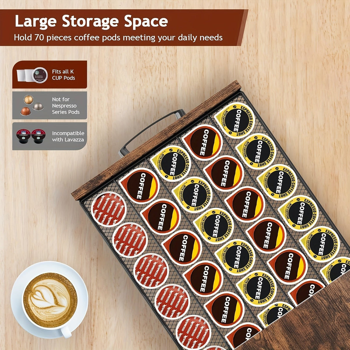 2-Tier Coffee Pod Organizer with Drawer & Mug Hooks