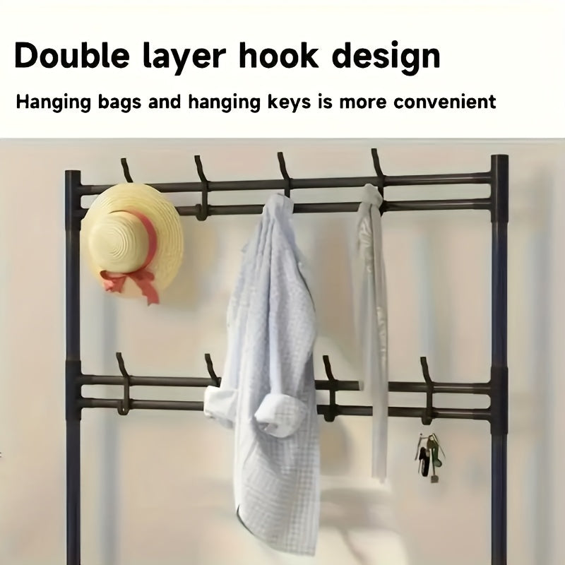 5-Tier Entryway Shoe Rack with Coat Hooks
