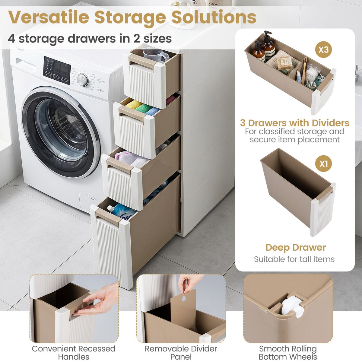 Narrow Storage Cabinet – 3 or 4 Drawers