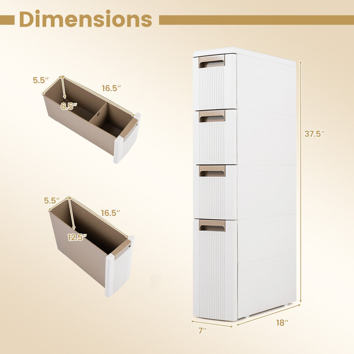Narrow Storage Cabinet – 3 or 4 Drawers