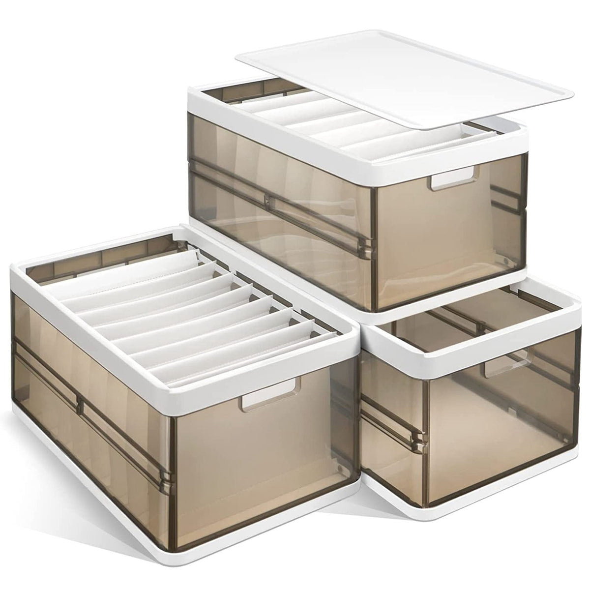 Foldable Storage Bins with Lids – 3-Pack